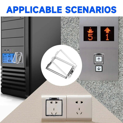 Two Pack 55mm Power Push Button Switch Covers With Double Sided Design for PC, desktops, control panels, and sockets.