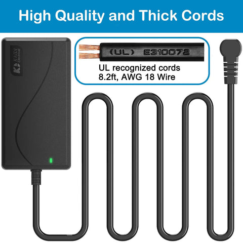 Beast Power Recliner Transformer 29V 2A AC DC Switching Power Supply With 2 Pin Flat Round Connector For Lift Chairs And Power Recliners Compatible With Okin Kaidi Limoss Pride La Z Boy Flexsteel Ashley Room To Go Berkline Med Lift Tranquil Ease, black, 8.2ft cord