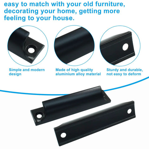 Black Aluminum Sash Lift Handle With 3.5 Inch Center-To-Center Hole Spacing For Cabinets And Drawers, close-up view.