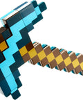 Close-up of Minecraft Transforming Diamond Sword And Pickaxe 2-In-1 Toy For Kids, role play gear in pickaxe form.