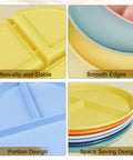 Set Of 8 Unbreakable 9 Inch Divided Plates For Adults With Portion Control, BPA Free Plastic Dinner Plates in various colors