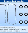 Engine Valve Cover Gasket Set Kit Fits Toyota Avalon Camry Solara Sienna Highlander And Lexus RX300 RX330 ES300 ES330 RX400H 3.0L 3.3L V6 Replacement Gasket Seals Easy Install Plug And Play For 1999 To 2010 Vehicles displayed with part numbers