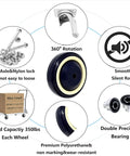 Infographic of 4 Inch Polyurethane Shopping Cart Wheels Pack Of Four With Stepped And Full Tread Face And Double Ball Bearing