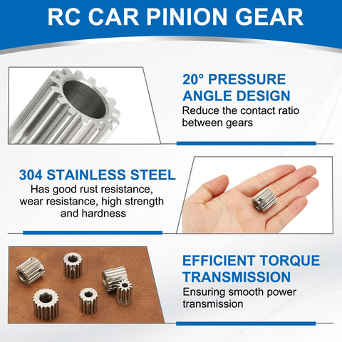 15T Pinion Gear For 10mm Motor Shaft, 304 Stainless Steel, 20 Degree Pressure Angle, Heavy Duty Spur Gear For Spur Rack, RC