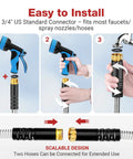 Diagram showing the 100 Ft Stainless Steel Garden Hose No Kinks And Leak Proof Flexible Water Hose installation steps.