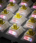 Milky Yellow Pro V3 Linear Keyboard Switches, Pre-Lubed for all MX Mechanical Keyboards, 5-Pin, 50gf Actuation, 90-Pack in display