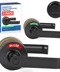 Heavy Duty Dual Pack Bathroom Lock With Vacant Occupied Sign For Door Handle Commercial Grade Restroom Knob Perfect AirBnb Mall Office Usage, 2-pack 70mm black lever