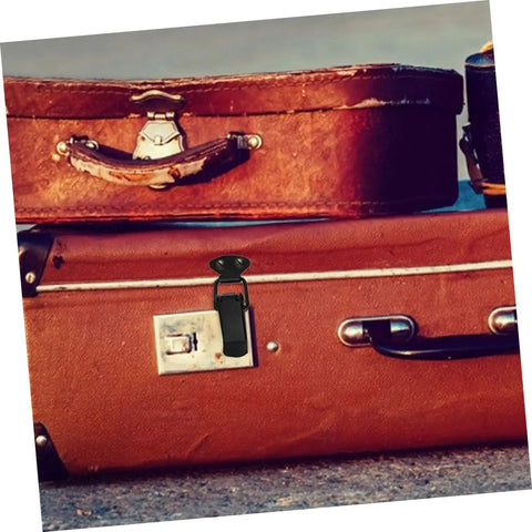 Four Pack Toggle Clamp Latch Kit With Medium Spring Loaded Lock Clips installed on a vintage suitcase
