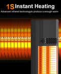 42 Inch Infrared Outdoor Patio Heater With 9 Heat Levels And 9 Hour Timer, 1500W Quick 1S Instant Heat lit showing heating element