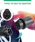 Premium Grade Type One To Gbt Ev Charging Adapter Sae J1772 To China Standard Connector 32A 7.2Kw showing plug details.
