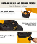 Five Gallon Wet Dry Shop Vacuum 60 CFM 6 HP Peak Power Beast Suction Portable 3 In 1 with 360° swivel wheels and waterproof switch