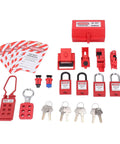 Boss Level Electrical Lockout Tagout Kit With Safety Locks Hanging Tags Key Storage Bags For Machines To Prevent Accidents Short Circuits Fires In Industry Using Abs Brass Steel Nylon Gear That Looks Sharp Is The Real Deal And Ready To Go, red locks and tags