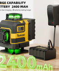 16 Lines Laser Level With Tripod For DIY Projects Self Leveling For Indoor Use Two Batteries Included High Accuracy Cross Line Tool Built For Handyman Pros, 2400mAh battery
