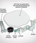 Components of Saf-T-Brace 3 Teeth Twist And Lock Heavy-Duty Install Bracket For Fans And Fixtures with Saf-T-Cap and Romex connector