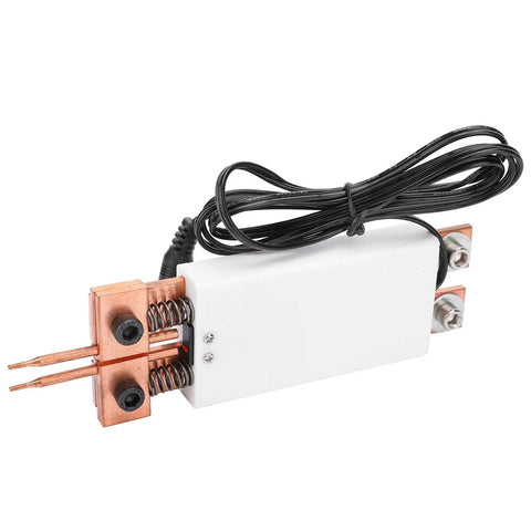 Handheld Spot Welding Pen With Retractable Handle And Japanese Ball Head Pins For DIY Battery Pack Assembly No Power Supply Needed Heavy 800A Current Cordless Tool For Home Projects And Gear Repair, showing the copper tips and wire.