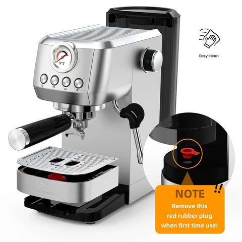 20 Bar Espresso Machine With Professional 10mm Milk Frother Steam Wand Stainless Steel Coffee Maker For Home Use Barista Grade