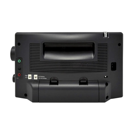 Back view of Long Range AM FM Portable Digital Radio With NOAA Weather Alerts And Bluetooth 2 Meter Ham Band Compatibility Twin Coil Ferrite Antenna For Superior AM Reception And Clear FM Built For Home Or Backcountry Use