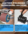 Leather Edge Polisher Kit With 350W Burnishing Machine, 0-10000 RPM Adjustable Sander, Rosewood Grinding Head in use