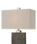 Green Rough Concrete Tenlee Table Lamp With Linen Shade Vibe Worthy Industrial Desk Lamp, showcasing concrete and linen detail.