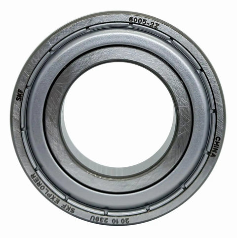 Close-up of 2 Pack 6005-2Z Deep Groove Ball Bearings 25x47x12mm with Dual Metal Seals, Chrome Steel, for machinery and DIY projects.