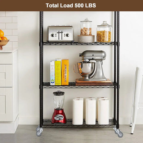 2 Inch Expanding Stem Caster Wheels Set Of Four Furniture Swivel Rollers With Five Adapter Sleeves Rolls Easy No Sweat Install Heavy Duty Smooth Glide Table Chair Kit on a metal shelf load of 500 lbs.