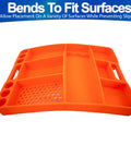 Front view of orange Heavy Duty Silicone Tool Tray Organizer With Non Slip Grip Flexible Heat Resistant Surface for workshop use