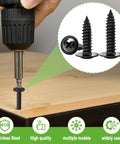 Ready For The Grind 370 Piece Phillips Truss Head Black Wood Screws With Rubber Washers Rustproof Zinc Plated Self Tapping Fastener Kit in use with a drill.
