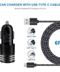 Dual Port Usb C Car Charger With Super Fast Dc Adapter For Samsung Galaxy S26 S25 S24 S23 S22 Plus Ultra Z Flip Fold with 6FT cable.