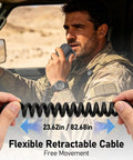 Man using Shoulder Mic For Walkie Talkie Remote Police Microphone With Omnidirectional Pickup Durable Waterproof Plastic