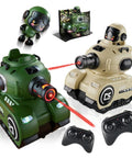 2 Pack Infrared RC Battle Tanks With Realistic Sound Effects, Remote Control Tank Set For Kids Ages 6 To 12, indoor use, green and beige tanks