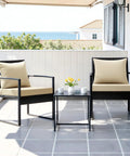 Beige 24x24 Outdoor Chair Cushions For Patio Furniture With Linen Textured Waterproof Fabric, Ties And No Slip Design