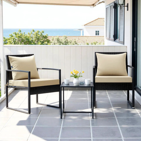 Beige 24x24 Outdoor Chair Cushions For Patio Furniture With Linen Textured Waterproof Fabric, Ties And No Slip Design