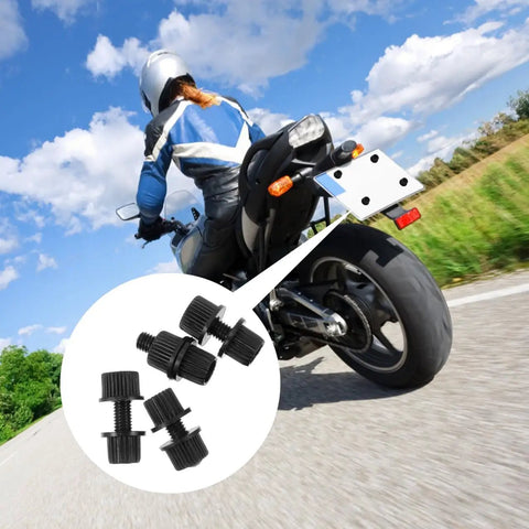 4 Pack Black Nylon Motorcycle License Plate Bolts and Screws for Bikes and Scooters Rust Resistant Easy Install Fasteners