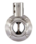 1.5-inch stainless steel sanitary butterfly valve with pull handle and four-bolt flange