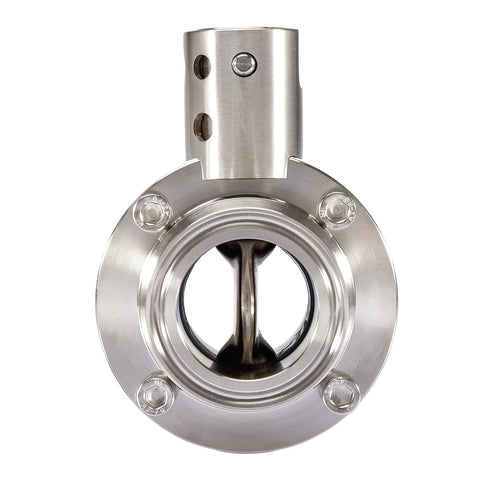 1.5-inch stainless steel sanitary butterfly valve with pull handle and four-bolt flange