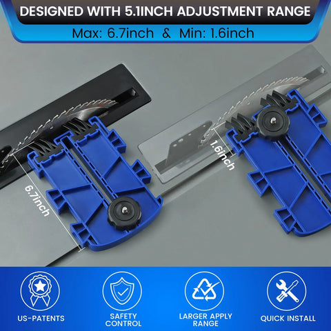 Close-up of Shop Floor Safe Dual Leg Featherboard For Table Saws And Router Tables Anti Kickback Accessory With Flexible Arms showing adjustment range.