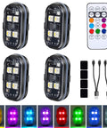 Lit Wireless LED Strobe Lights With Remote Control, 8 Colors, Type C Rechargeable, Four LEDs Per Light, 4 Pack