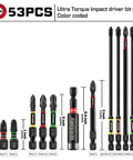 52 Piece Magnetic Phillips Screwdriver Bit Set for Impact Drivers With PH1 PH2 PH3 1 Inch 2 Inch 3 Inch and 6 Inch Bits