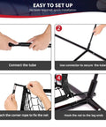 Setup instructions for 7x7 Ft Baseball And Softball Practice Net With Bow Frame For Batting Hitting And Pitching Portable Backyard Ready Pro Grade Throwing Net With Strike Zone Heavy Duty Steel Rods Durable 7 Ply Polyester Mesh Carry Bag For Indoor Outdoor Use
