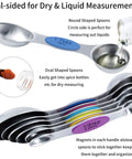 Magnetic Stainless Steel Measuring Cups And Spoons Set 12 Piece Kitchen Tool Bundle with dual-sided spoons for dry liquid