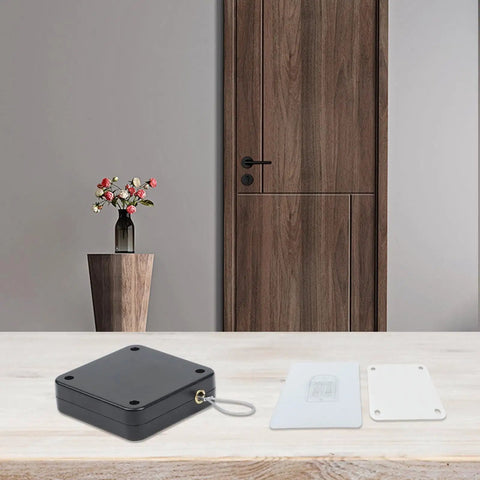 Silent Auto Door Closer With No Drill Setup For Glass Wood And Aluminum Doors Black Quiet Auto Close Telescopic Tension Mount hardware