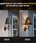Clip On Chandelier Lamp Shades Set Of 2 For Candelabra Bulbs Black Metal Barrel Style With Dope Tree Pattern on wall lamp