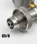 Heavy Duty Paintball And Airsoft Tank Fill Station With 37 Inch Hose Stainless Steel Build DIN Thread Five Eighth BSPP High Pressure 4600 PSI HPA Refill Connector close-up