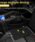 Road Trip Ready 150W Car Power Inverter Dc 12V To 110V Ac Converter with dual USB ports charging devices in vehicle.