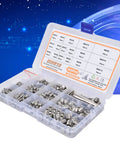 Top Notch 540Pc Grub Screw Assortment Kit Made From Premium 304 Stainless Steel Durable Rust Proof Set Screws With Secure Hold For Heavy Duty Jobs Super Easy To Find And Carry In Clear Storage Box, open clear case with 304 stainless steel grub screws and hex keys