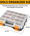 Dual Side 34 Compartments Mini Tool Box Organizer With Customizable Layout And Removable Partitions, Plastic Storage Case dimensions 12.7x10.6x3.1 inches