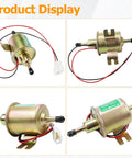Product display with 12V Inline Fuel Pump Low Pressure Transfer For Motorcycle Carburetor Lawn Mower Gas Or Diesel Engine Universal 2.5-4 Psi 70 Liters Per Hour 30 GPH 8mm Hose Easy DIY Install Go-To Upgrade
