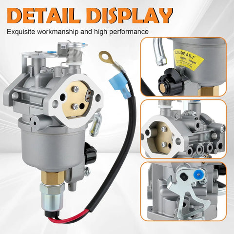 Detail view of Carburetor Replacement For KY Series Microquiet 4000 Watt Genny Generator Replacement with close-ups.