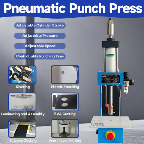 Straight Shooting Pneumatic Punch Press Machine With Easy Adjustable Stroke And Solid C Shape Frame, Desktop Air Powered Hole Puncher For Zero Guesswork Alignment And Smooth Daily Grind