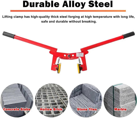 Beater Proof Heavy Duty Stone Lifting Clamp For Granite Slabs And Concrete Blocks adjustable rock carrier tongs, durable alloy steel design.